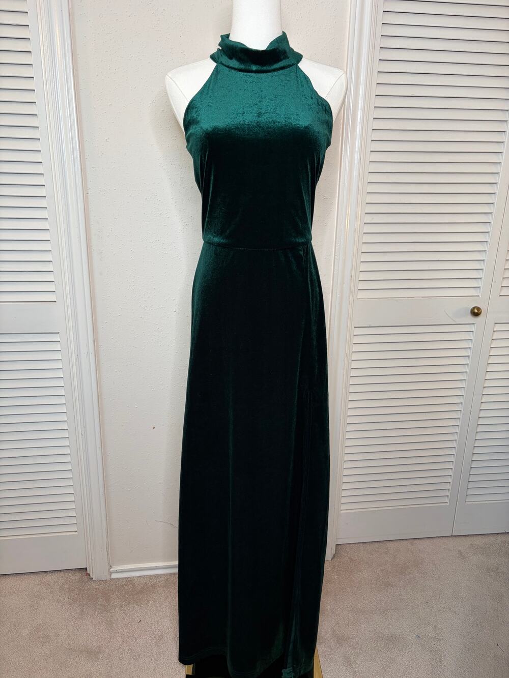 Emerald Green Crushed Lush Regal Maxi Dress Size Small